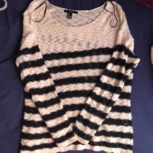 Forever 21 small cream and black stripped sweater